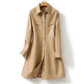 Women's Leather Trench Coat Midi Elegant Style