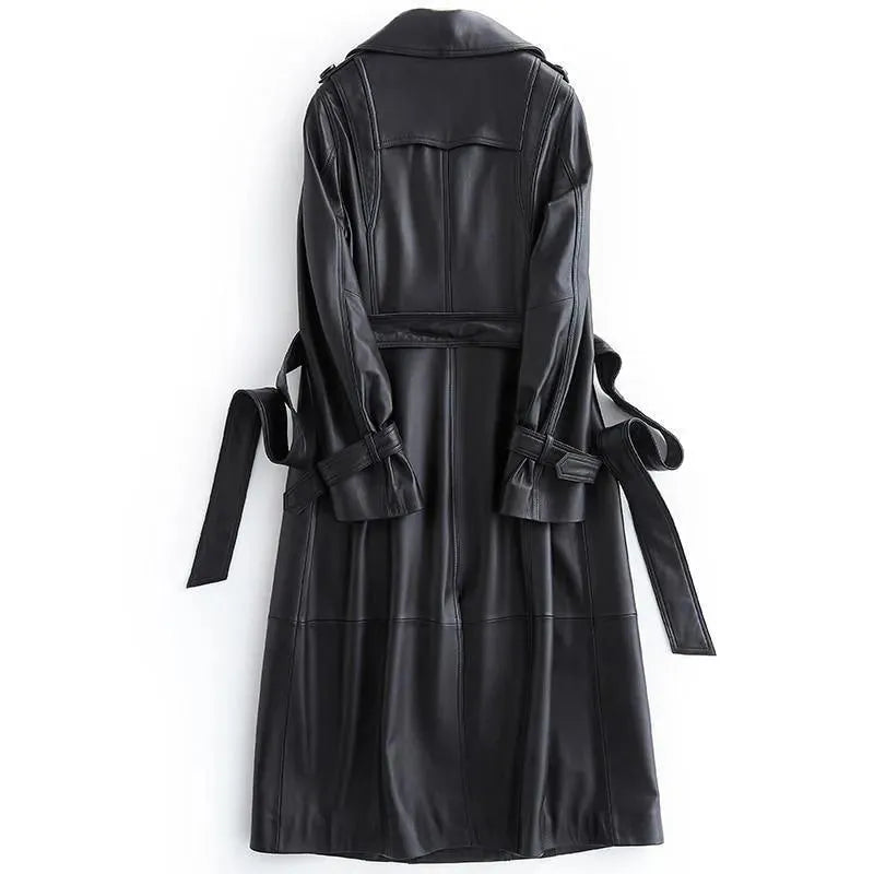 Women's Leather Trench Coat Structured Elegant Style