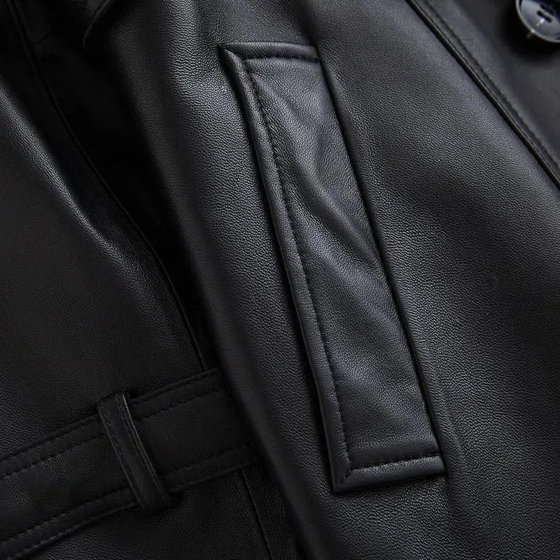 Women's Leather Trench Coat Structured Elegant Style