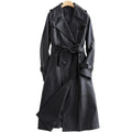 Women's Leather Trench Coat Structured Elegant Style
