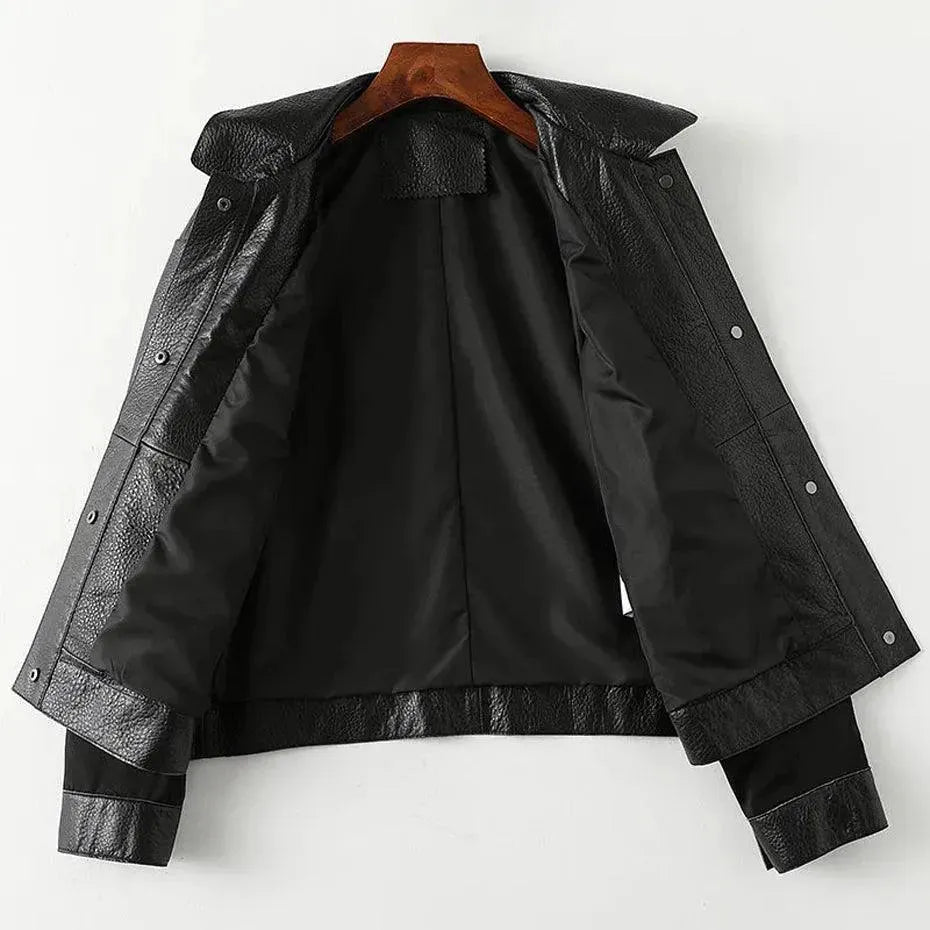 Women’s Leather Trucker Jacket Casual Style