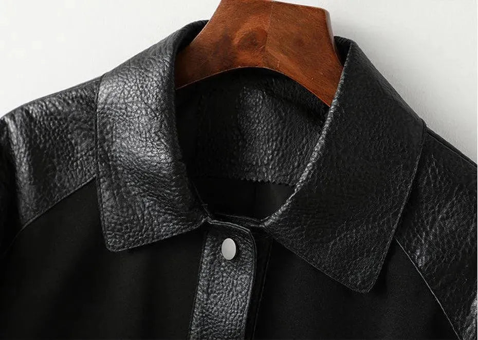 Women’s Leather Trucker Jacket Casual Style
