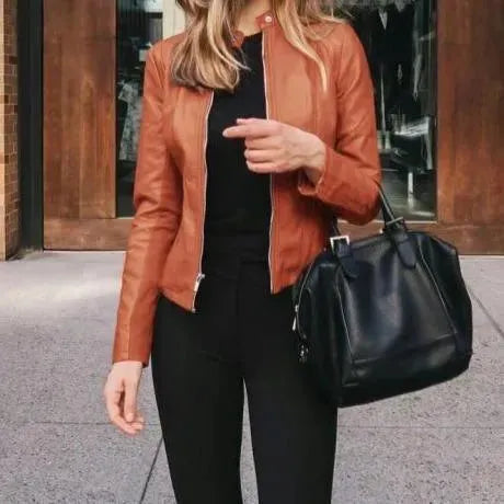 Women’s Lightweight Leather Jacket Casual Style