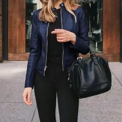 Women’s Lightweight Leather Jacket Casual Style