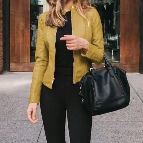Women’s Lightweight Leather Jacket Casual Style