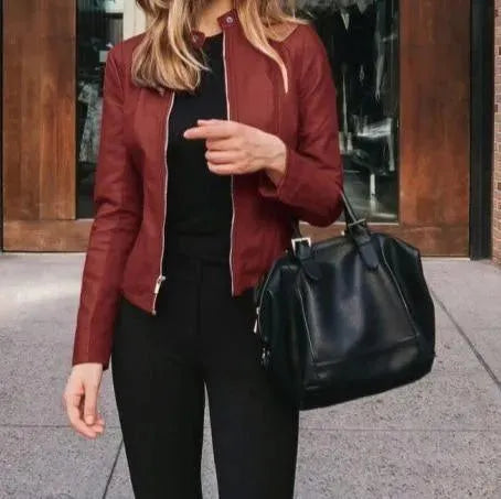 Women’s Lightweight Leather Jacket Casual Style