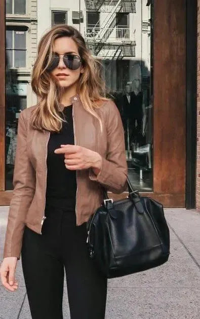 Women’s Lightweight Leather Jacket Casual Style