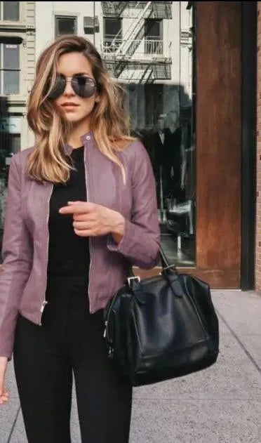 Women’s Lightweight Leather Jacket Casual Style