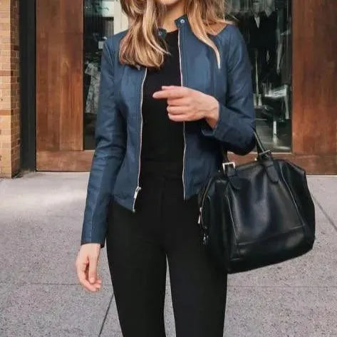 Women’s Lightweight Leather Jacket Casual Style