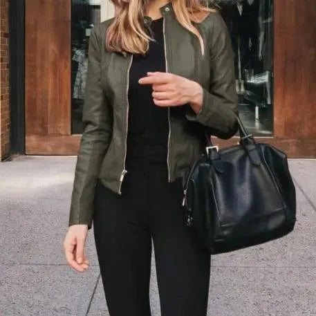 Women’s Lightweight Leather Jacket Casual Style