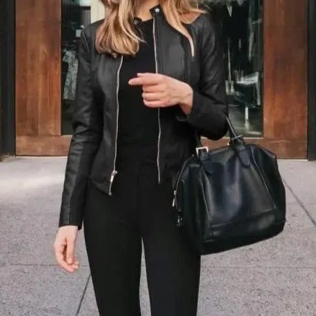 Women’s Lightweight Leather Jacket Casual Style