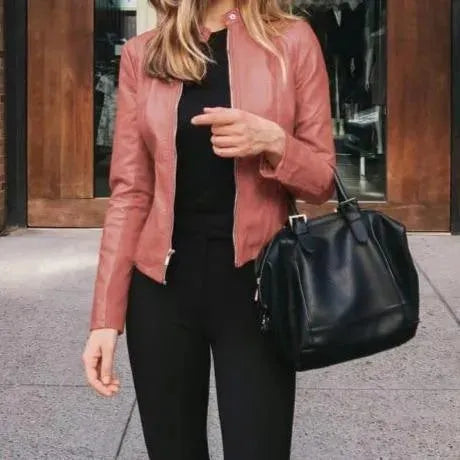 Women’s Lightweight Leather Jacket Casual Style