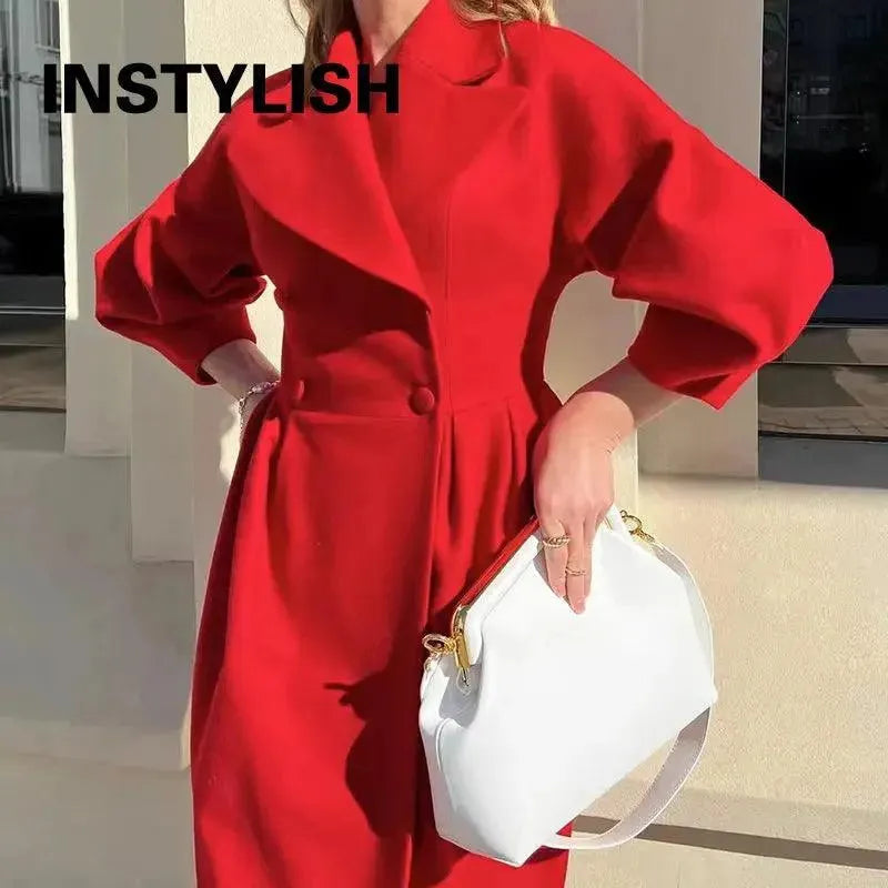 Women's Long Coat Slim Fit Elegant Design