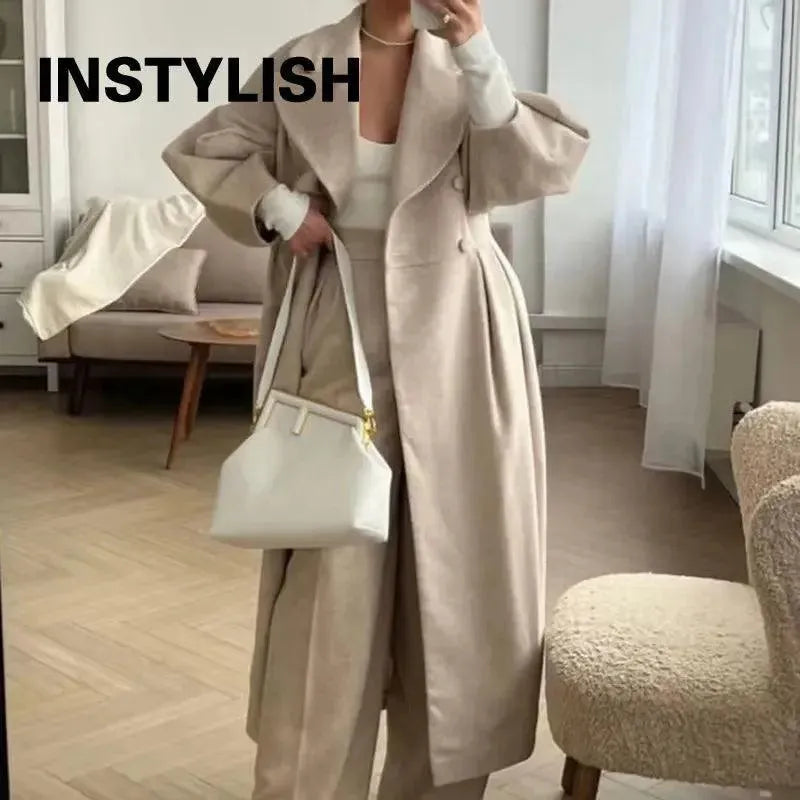 Women's Long Coat Slim Fit Elegant Design