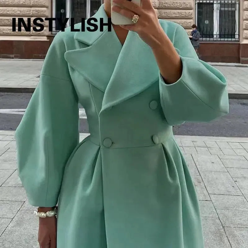Women's Long Coat Slim Fit Elegant Design