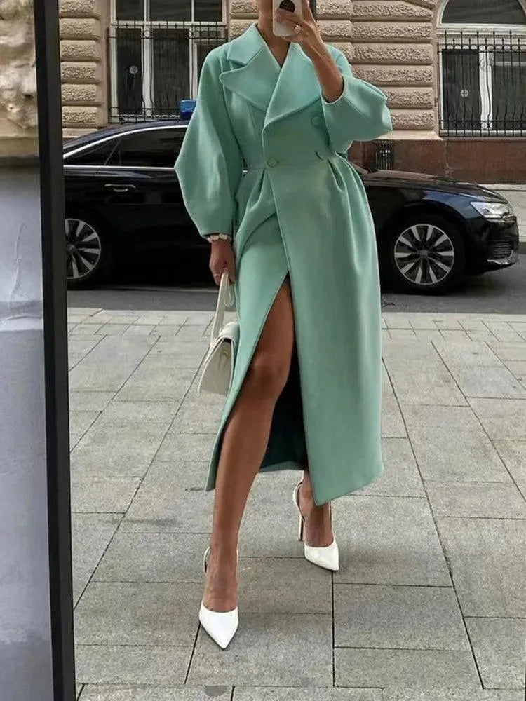 Women's Long Coat Slim Fit Elegant Design