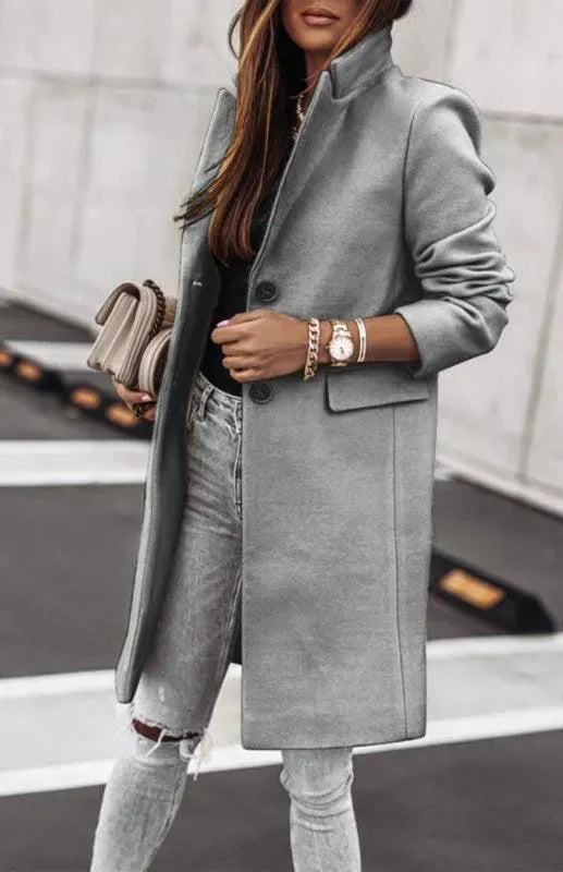 Women's Long Overcoat Open Front Minimalist Style