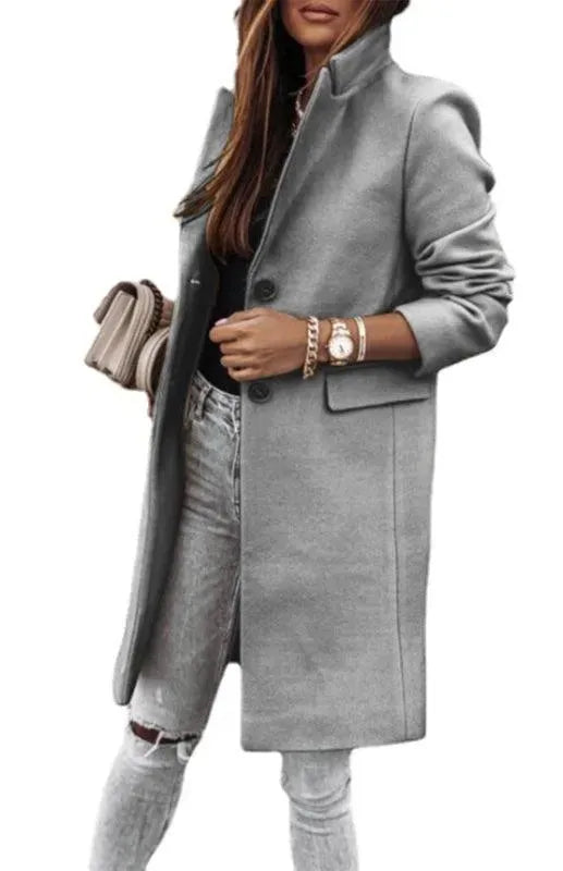 Women's Long Overcoat Open Front Minimalist Style