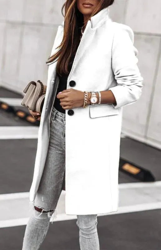 Women's Long Overcoat Open Front Minimalist Style