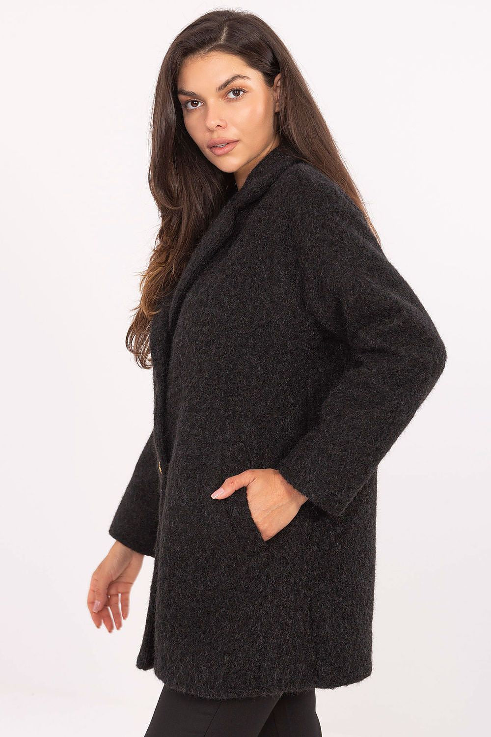 Women's Mid Length Elegant Overcoat — Black