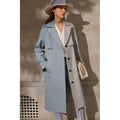 Women's Patchwork Long Coat Belted Casual Style