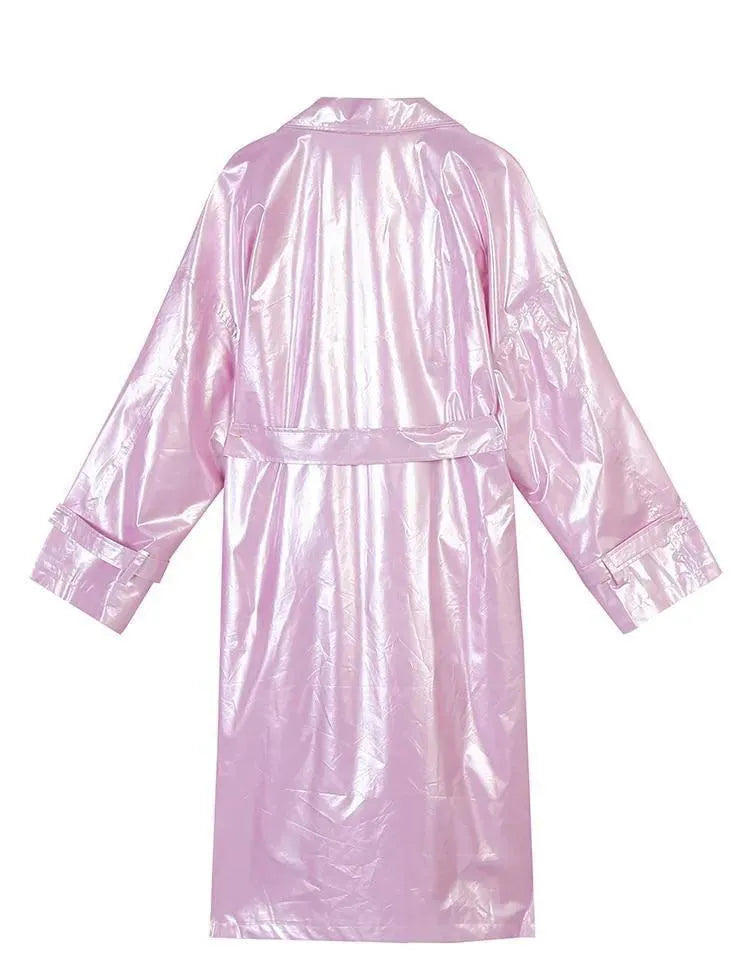 Women's Patent Trench Coat Oversized Statement Style