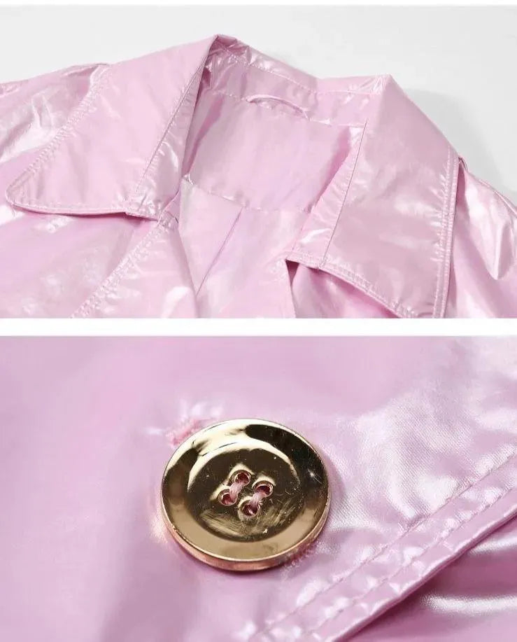 Women's Patent Trench Coat Oversized Statement Style