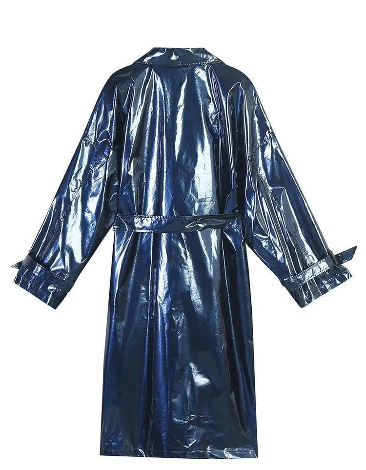 Women's Patent Trench Coat Oversized Statement Style