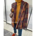 Women's Plaid Coat Lightweight Zipper Casual Fit