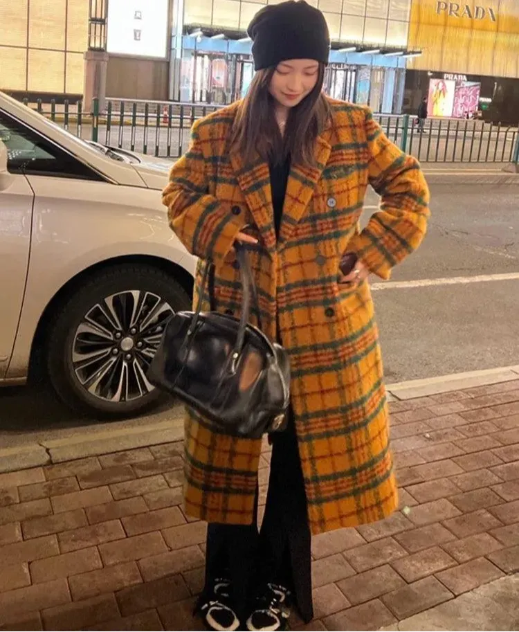 Women's Plaid Coat Oversized Longline Style
