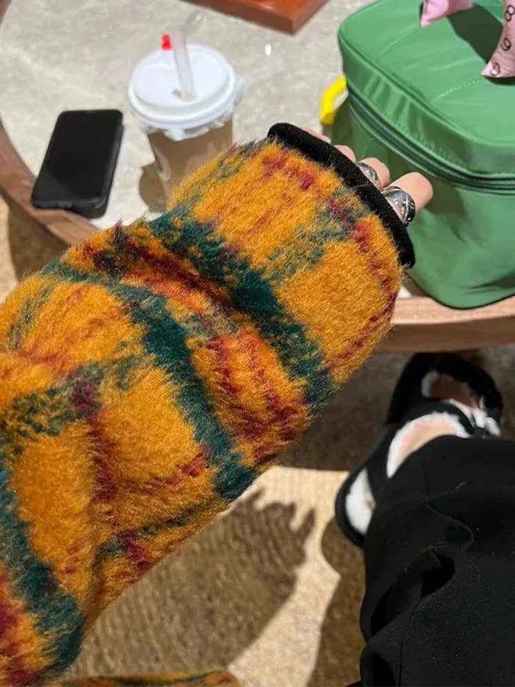 Women's Plaid Coat Oversized Longline Style