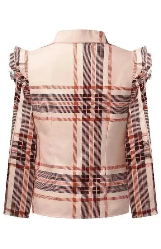 Women's Plaid Duster Coat Slim Fit Zipper Style
