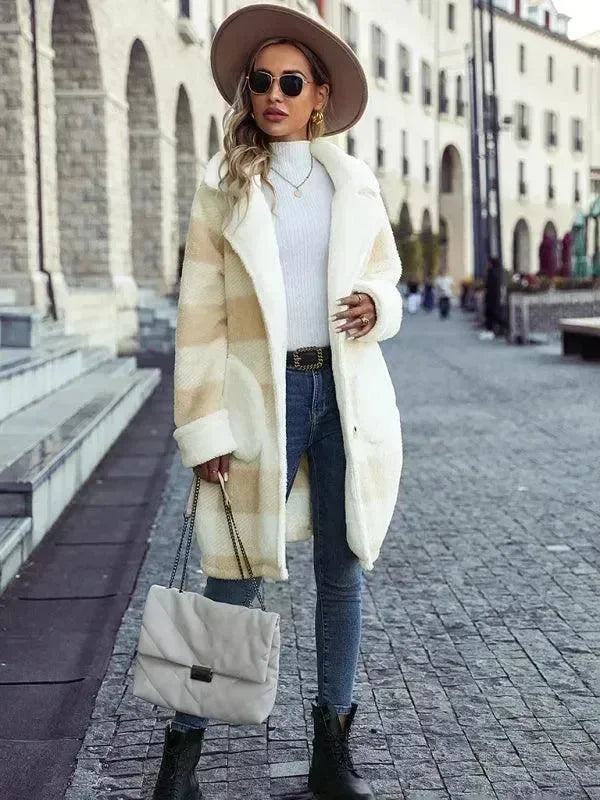 Women's Plaid Overcoat Oversized Long Style