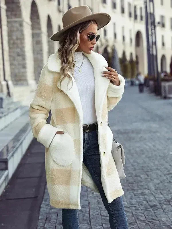 Women's Plaid Overcoat Oversized Long Style