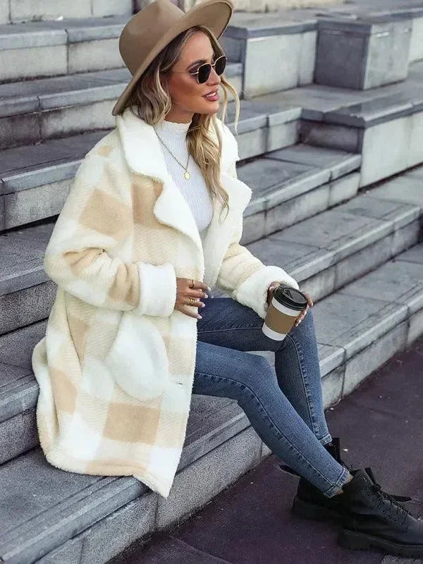 Women's Plaid Overcoat Oversized Long Style
