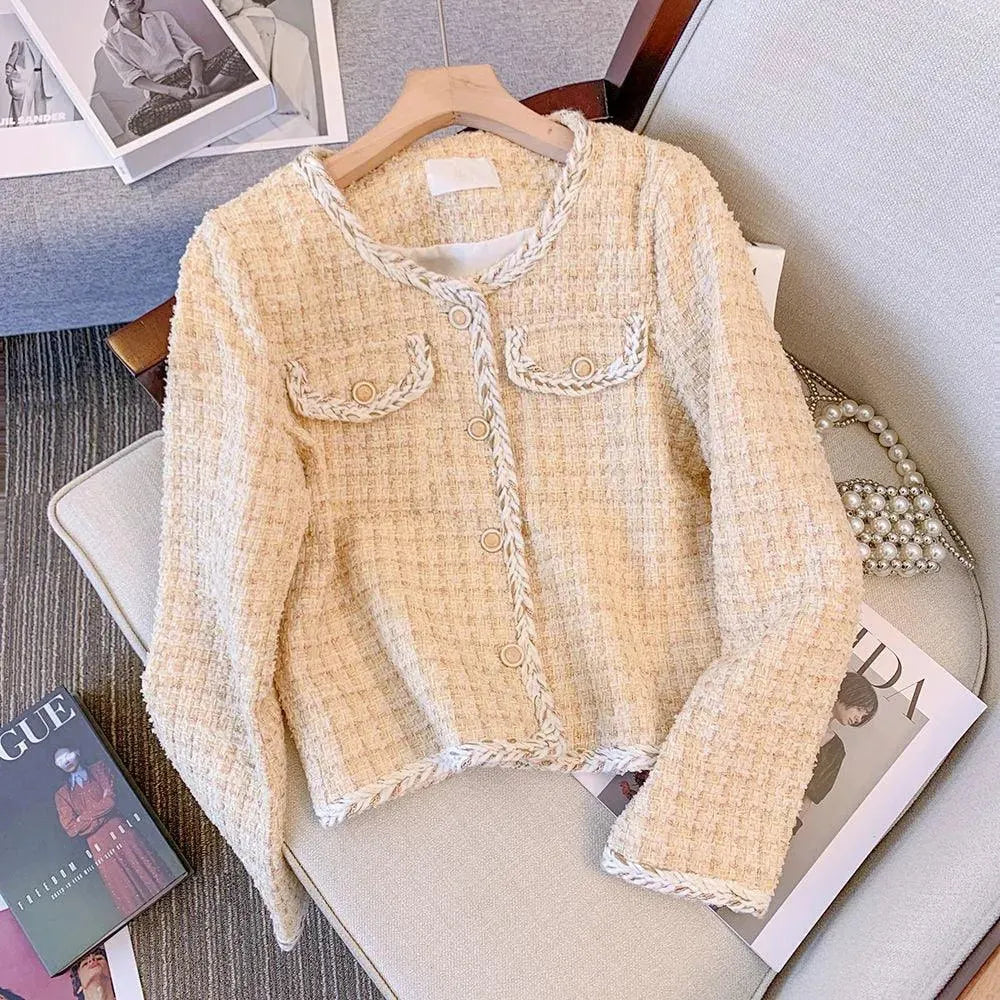 Women’s Plaid Trim Tweed Jacket Style