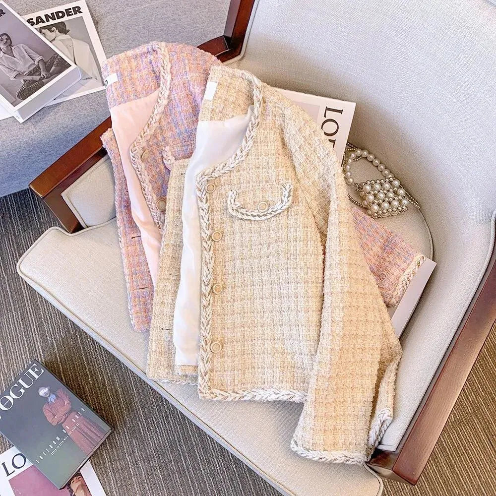 Women’s Plaid Trim Tweed Jacket Style