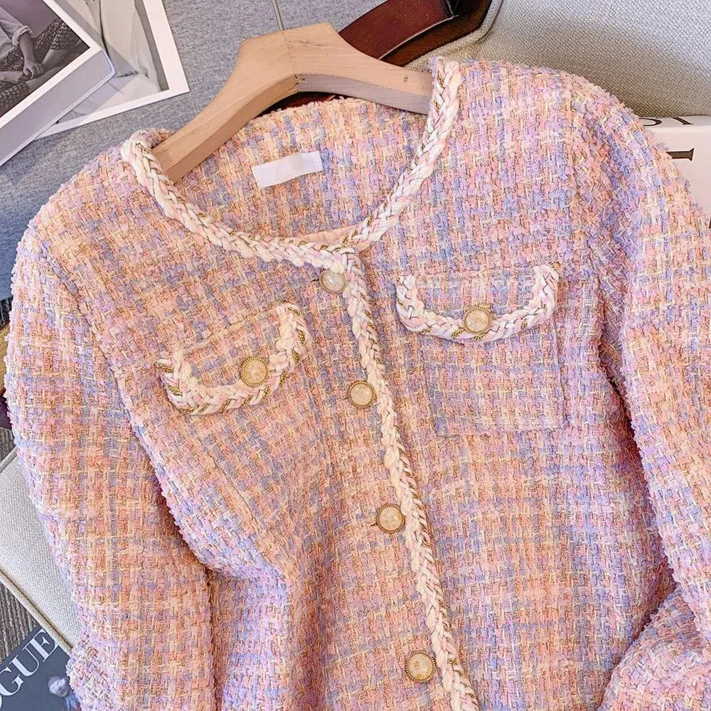Women’s Plaid Trim Tweed Jacket Style