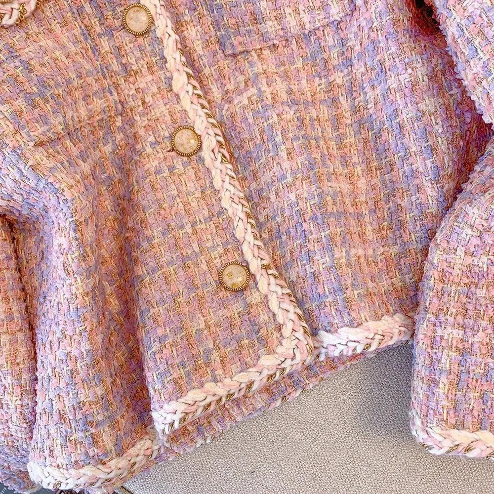 Women’s Plaid Trim Tweed Jacket Style