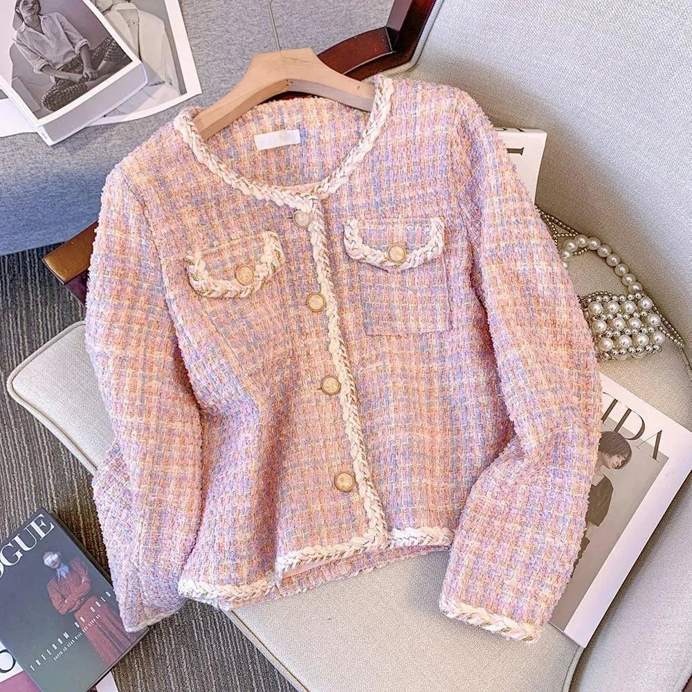 Women’s Plaid Trim Tweed Jacket Style