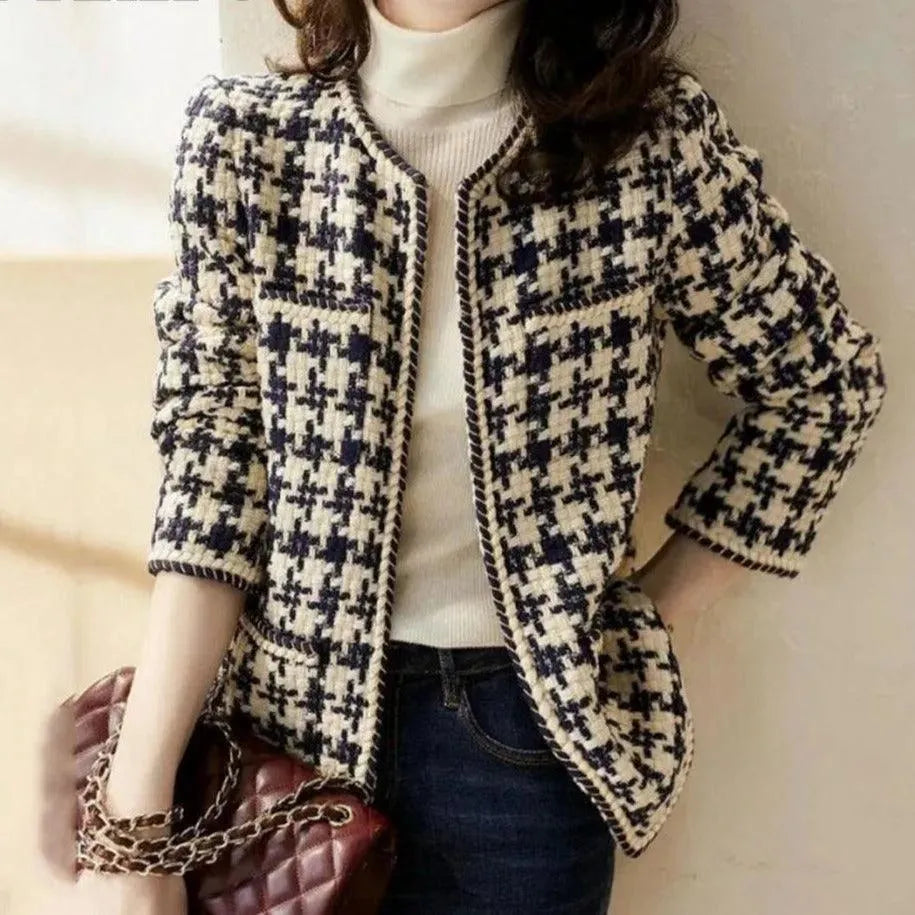 Women’s Plaid Tweed Jacket Classic Style