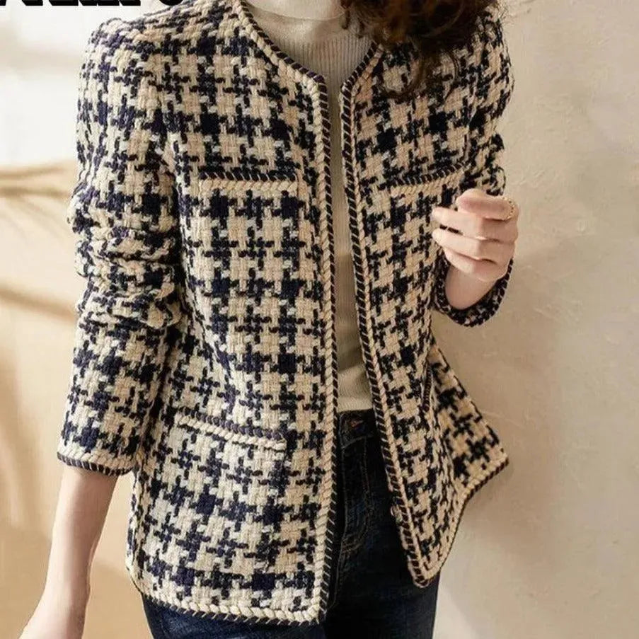 Women’s Plaid Tweed Jacket Classic Style