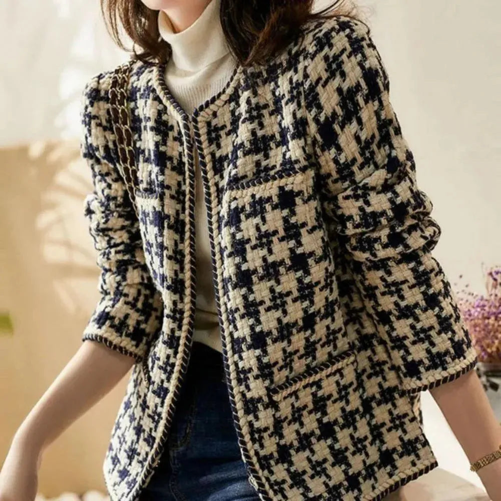 Women’s Plaid Tweed Jacket Classic Style