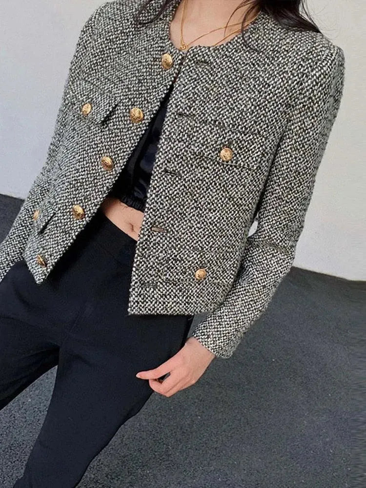 Women’s Pocket Tweed Jacket Casual Style