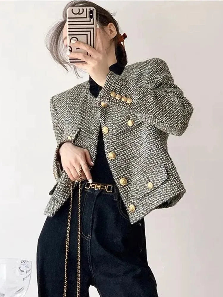 Women’s Pocket Tweed Jacket Casual Style