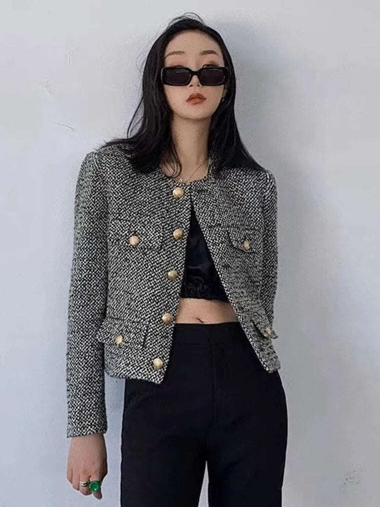 Women’s Pocket Tweed Jacket Casual Style