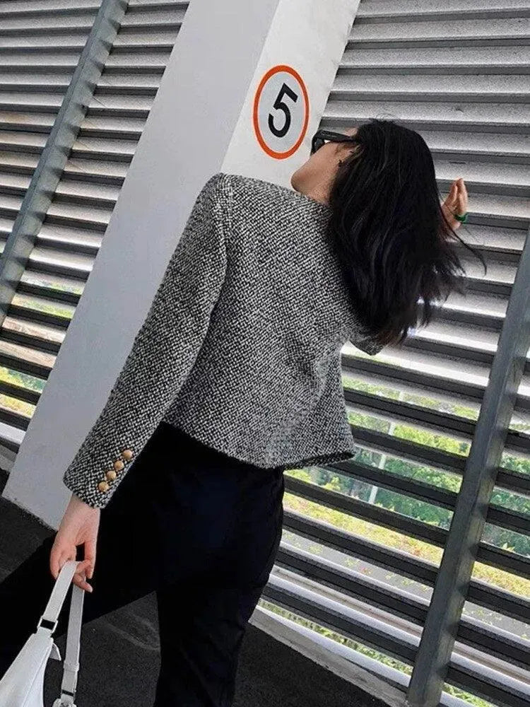 Women’s Pocket Tweed Jacket Casual Style