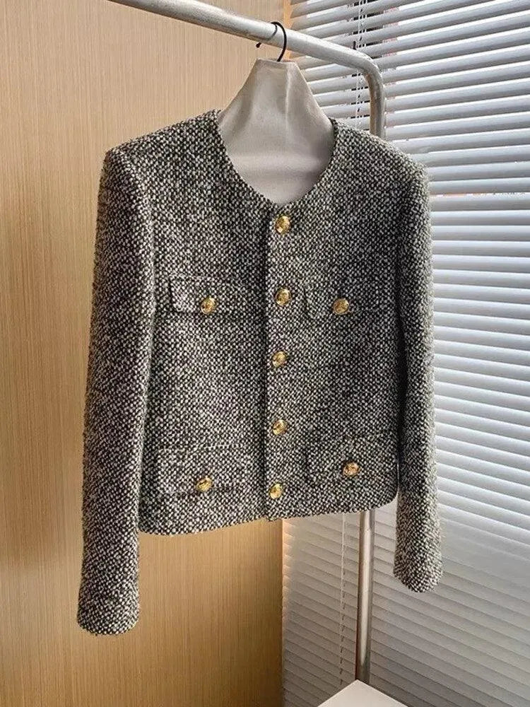 Women’s Pocket Tweed Jacket Casual Style