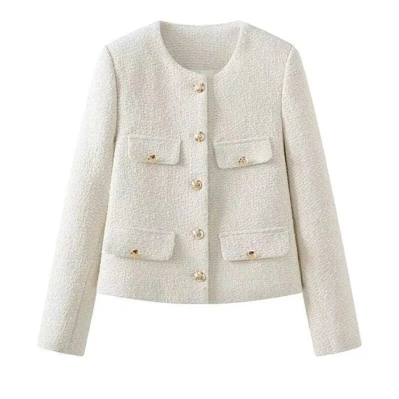 Women’s Pocket Tweed Jacket Casual Style