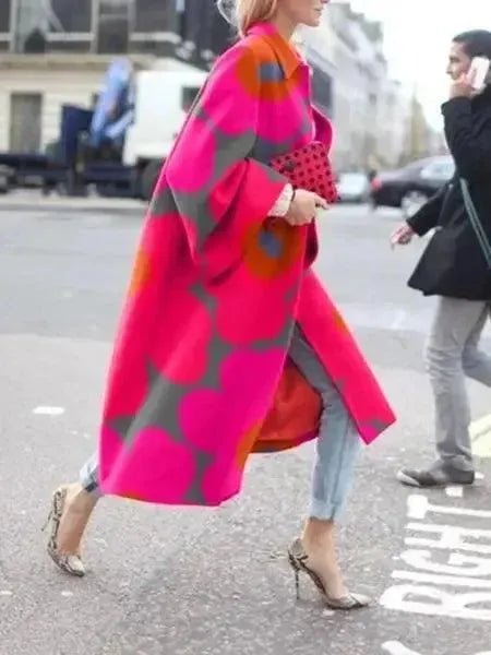 Women's Printed Overcoat Longline Open Front Style